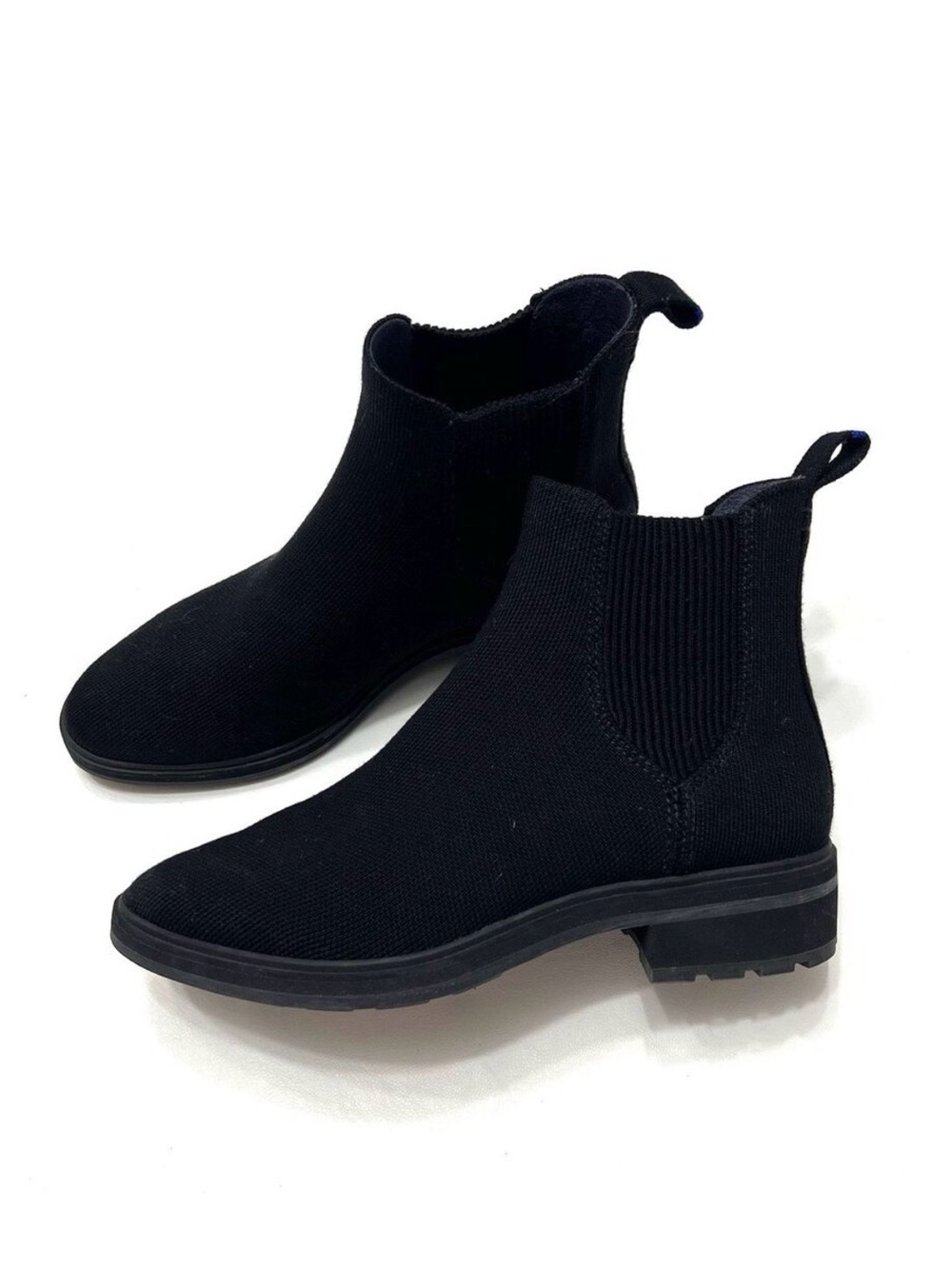 Rothy's Lug Ankle Boot Onyx Black Pull On Shoes Staple Merino Wool Women’s Sz 8